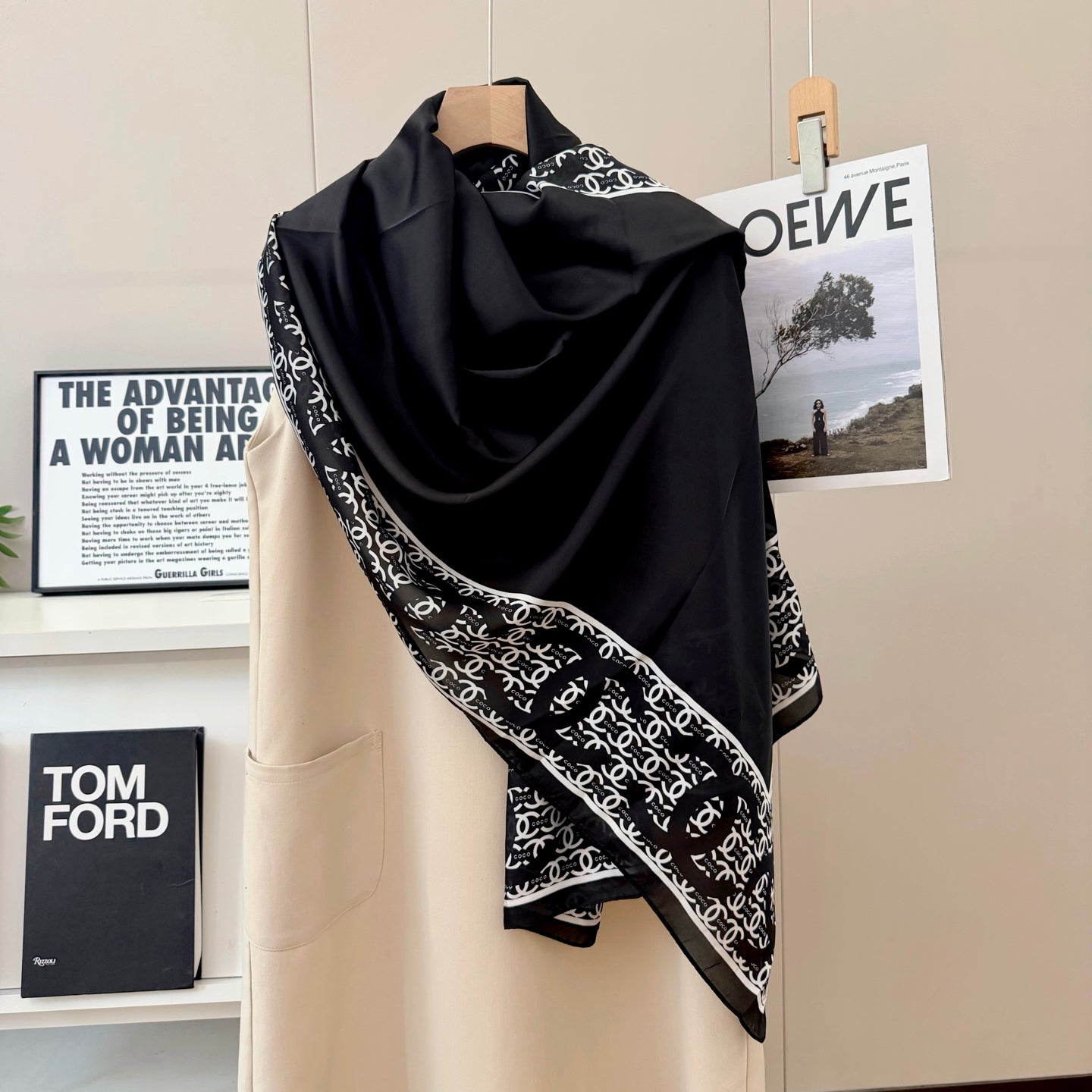 CC Black Girl Silk Long Scarf