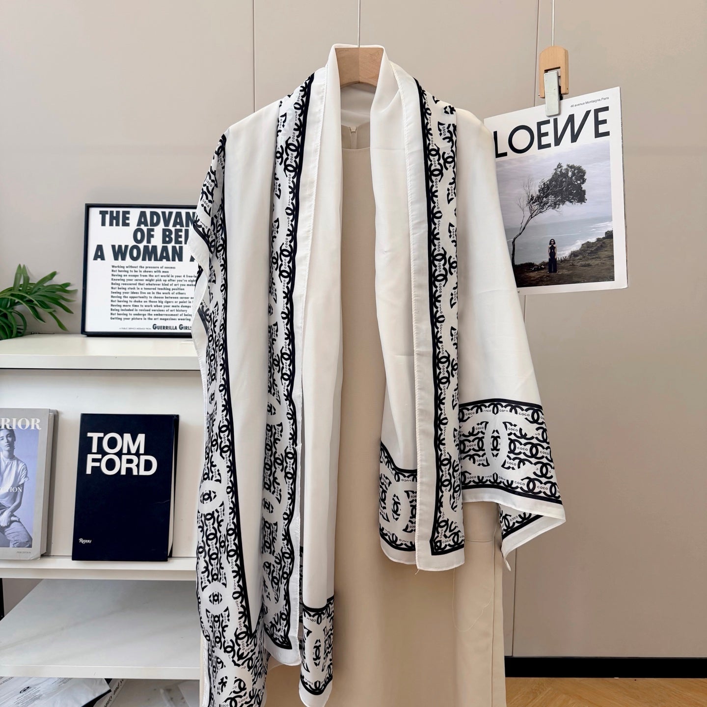 CC White Girl Silk Long Scarf