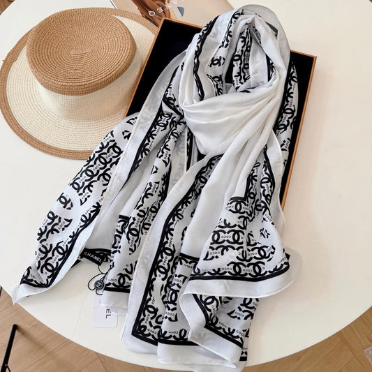 CC White Girl Silk Long Scarf