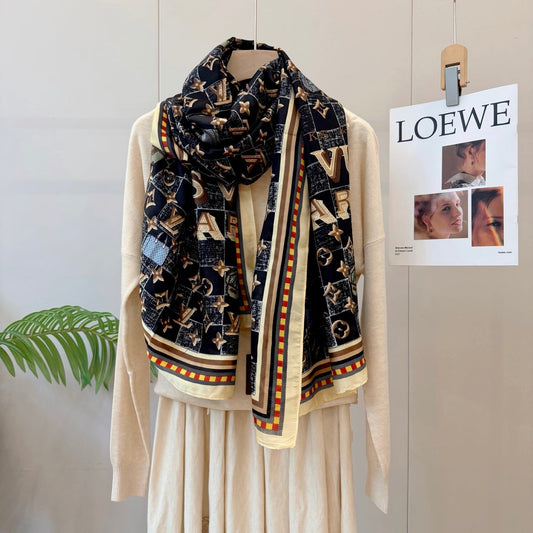 Black Love Long Silk Scarf