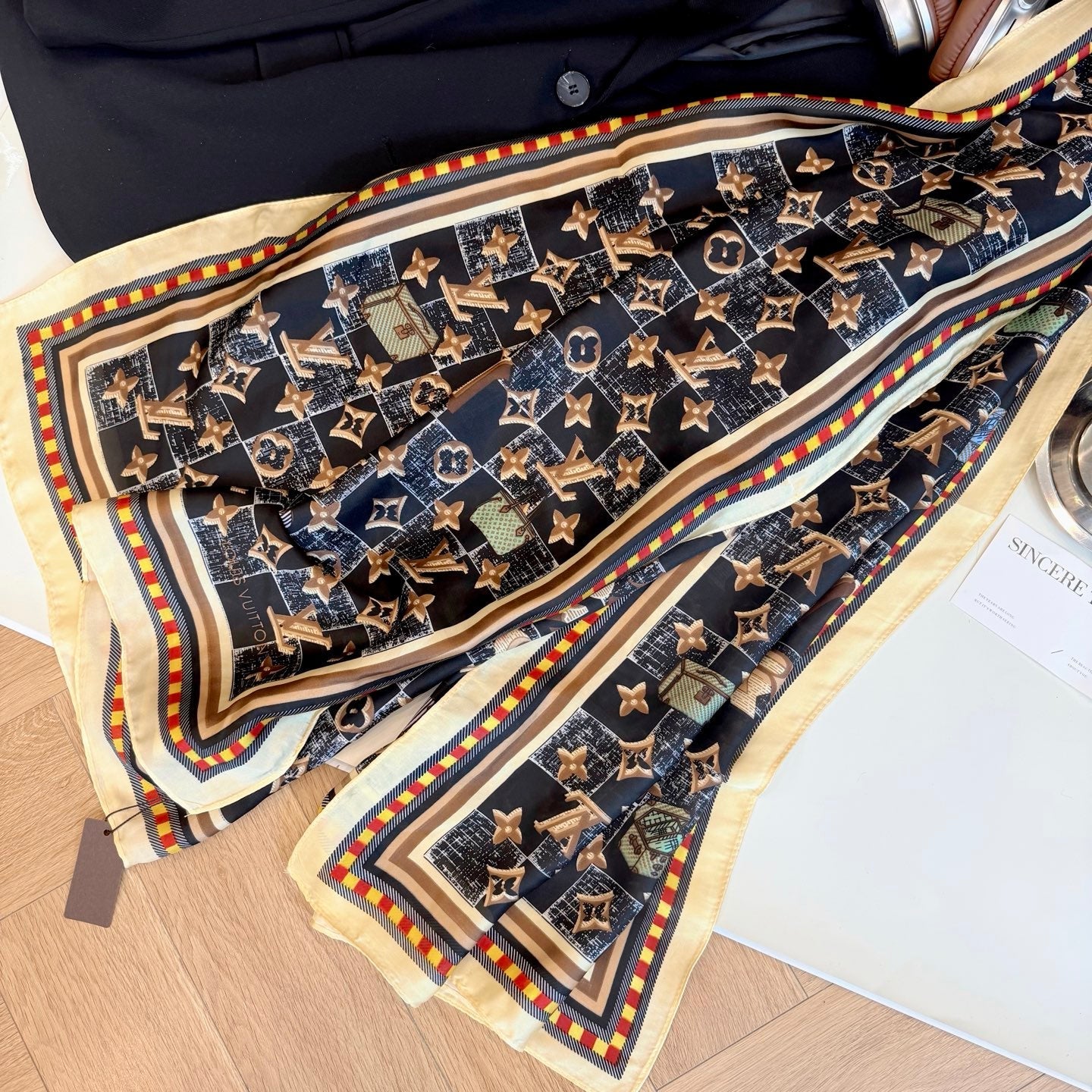 Black Love Long Silk Scarf