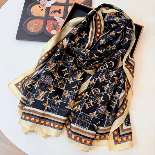 Black Love Long Silk Scarf