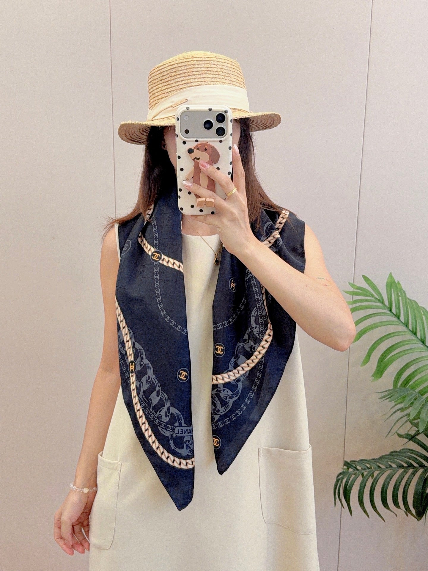 CC Chain Square Silk Scarf