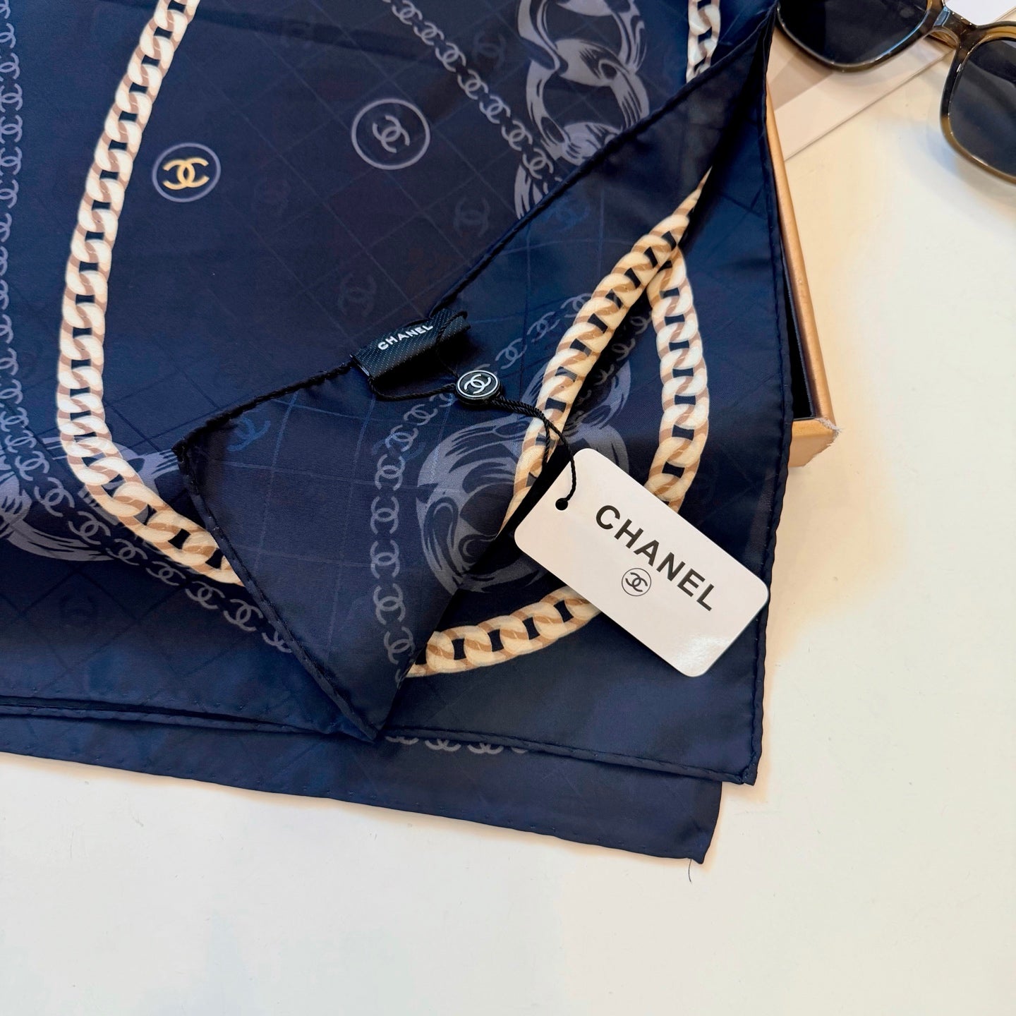CC Chain Square Silk Scarf