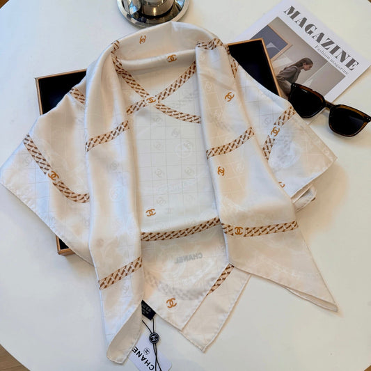 CC Chain Square Silk Scarf