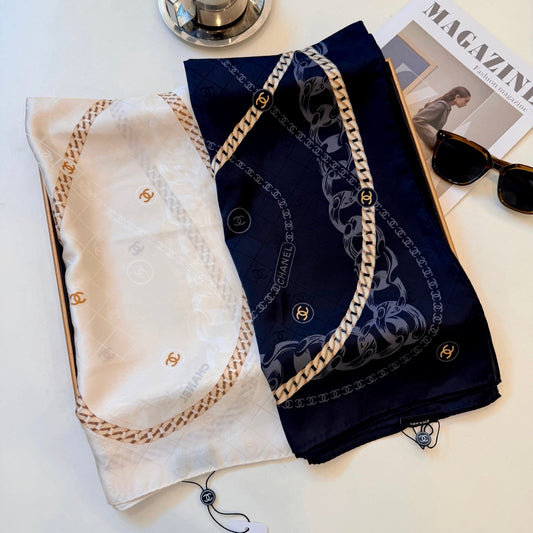 CC Chain Square Silk Scarf
