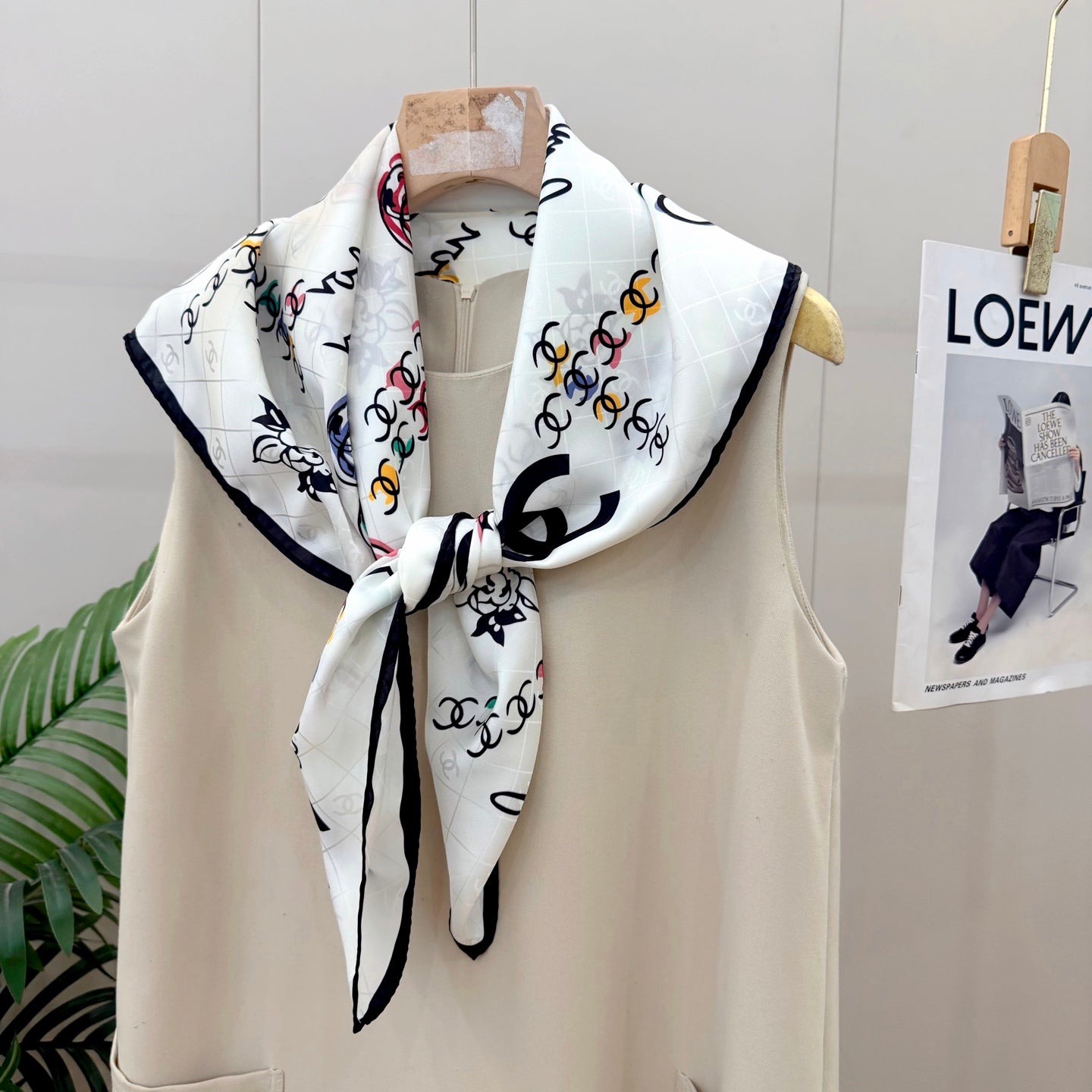 Flower CC Square Silk Scarf