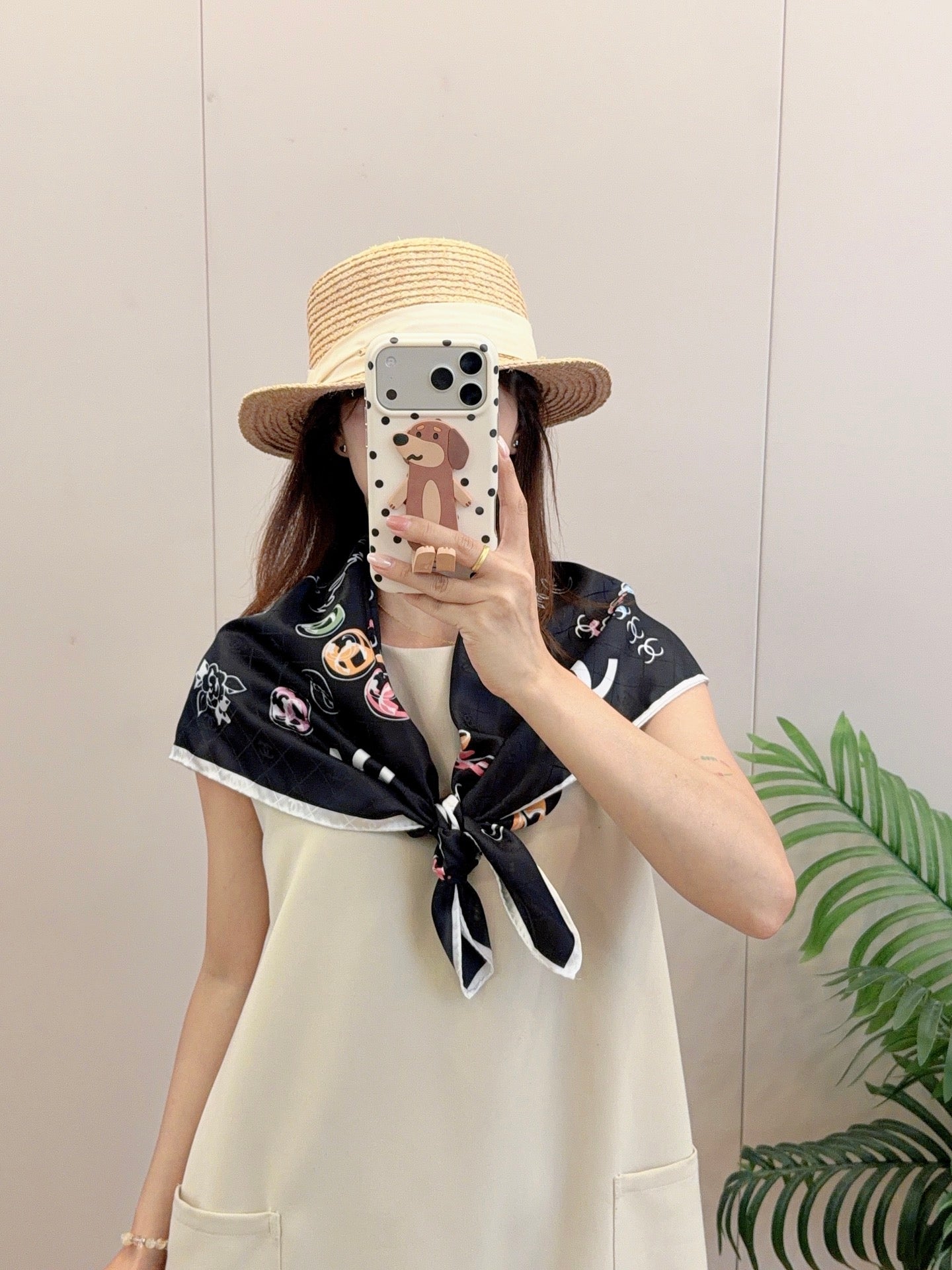 Flower CC Square Silk Scarf