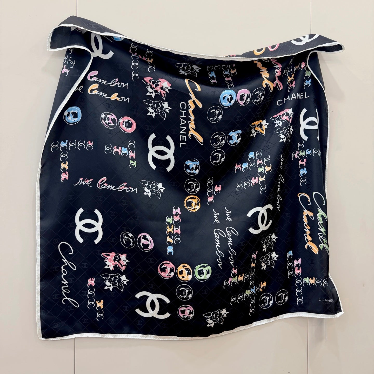 Flower CC Square Silk Scarf
