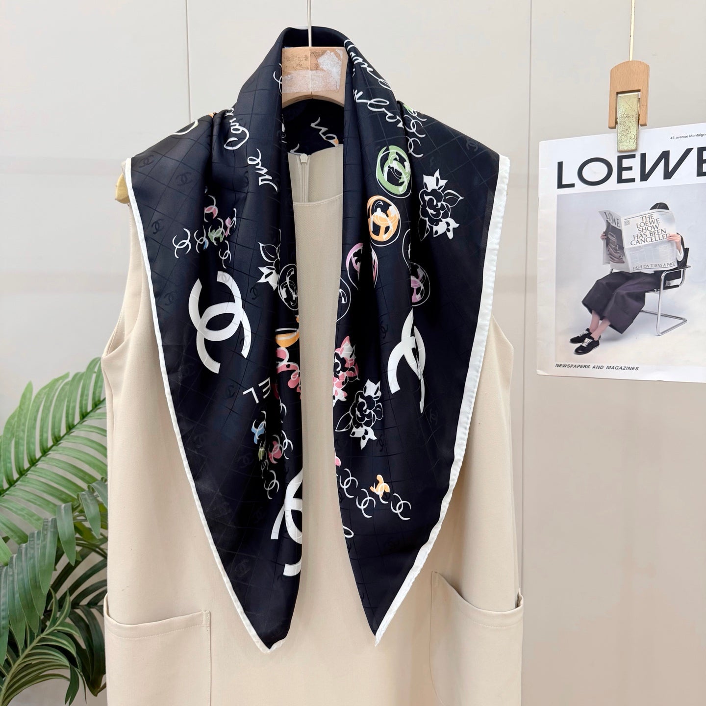 Flower CC Square Silk Scarf