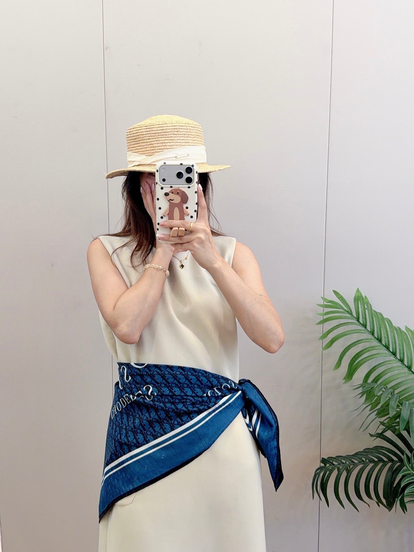 Floral Dove Square Silk Scarf (Blue)