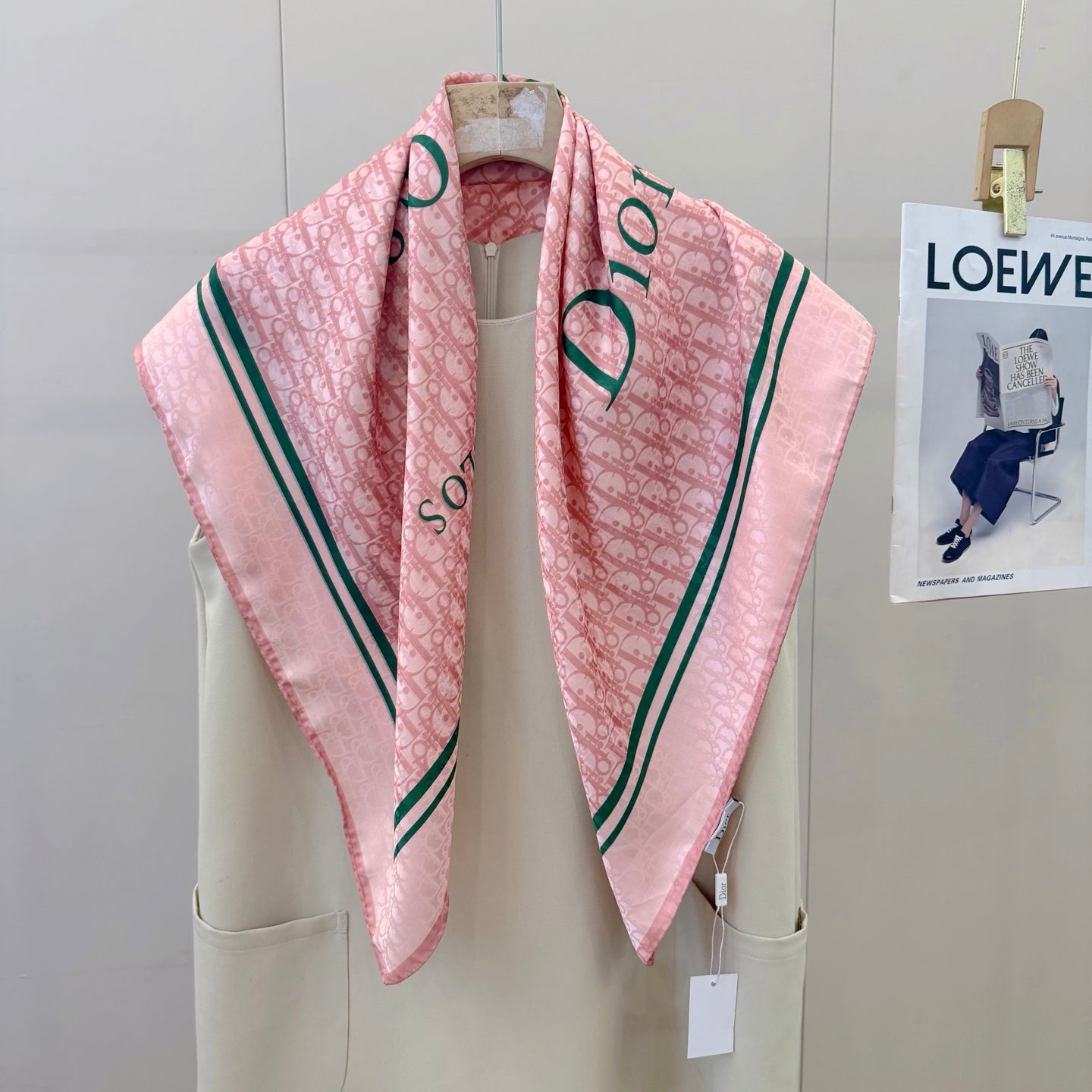 Floral Dove Square Silk Scarf (Pink)