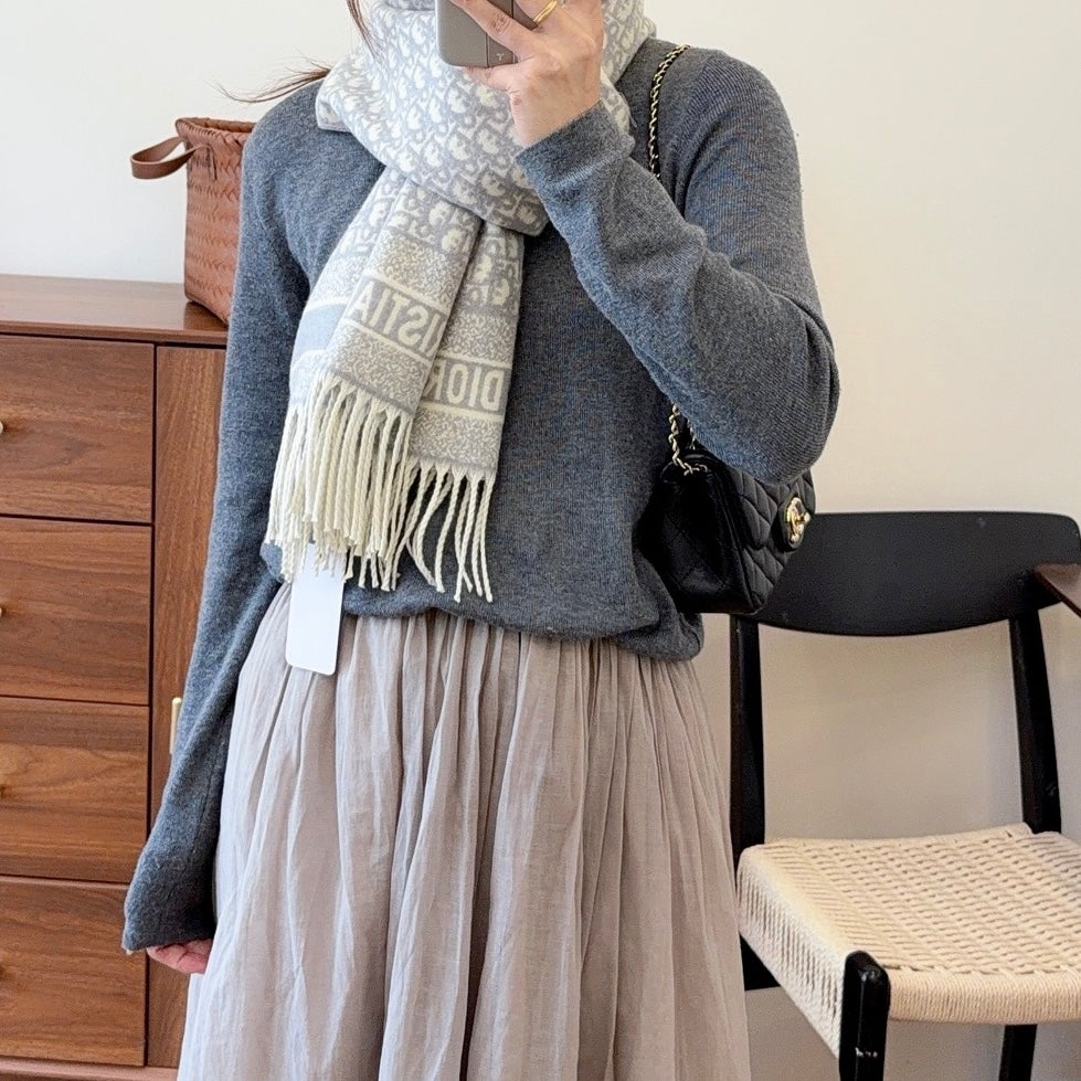 Floral Dove Long Cashmere Scarf