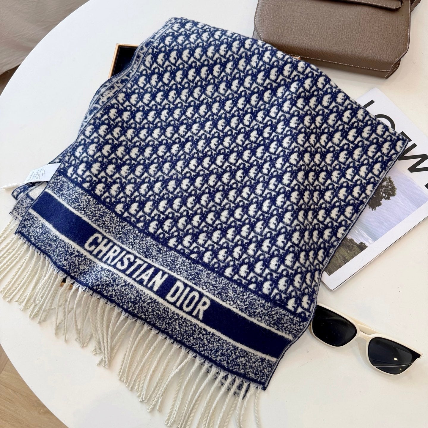 Floral Dove Long Cashmere Scarf
