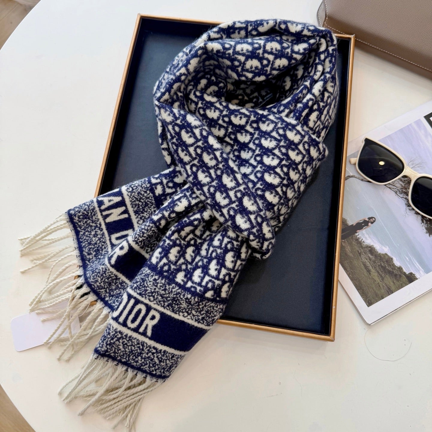 Floral Dove Long Cashmere Scarf