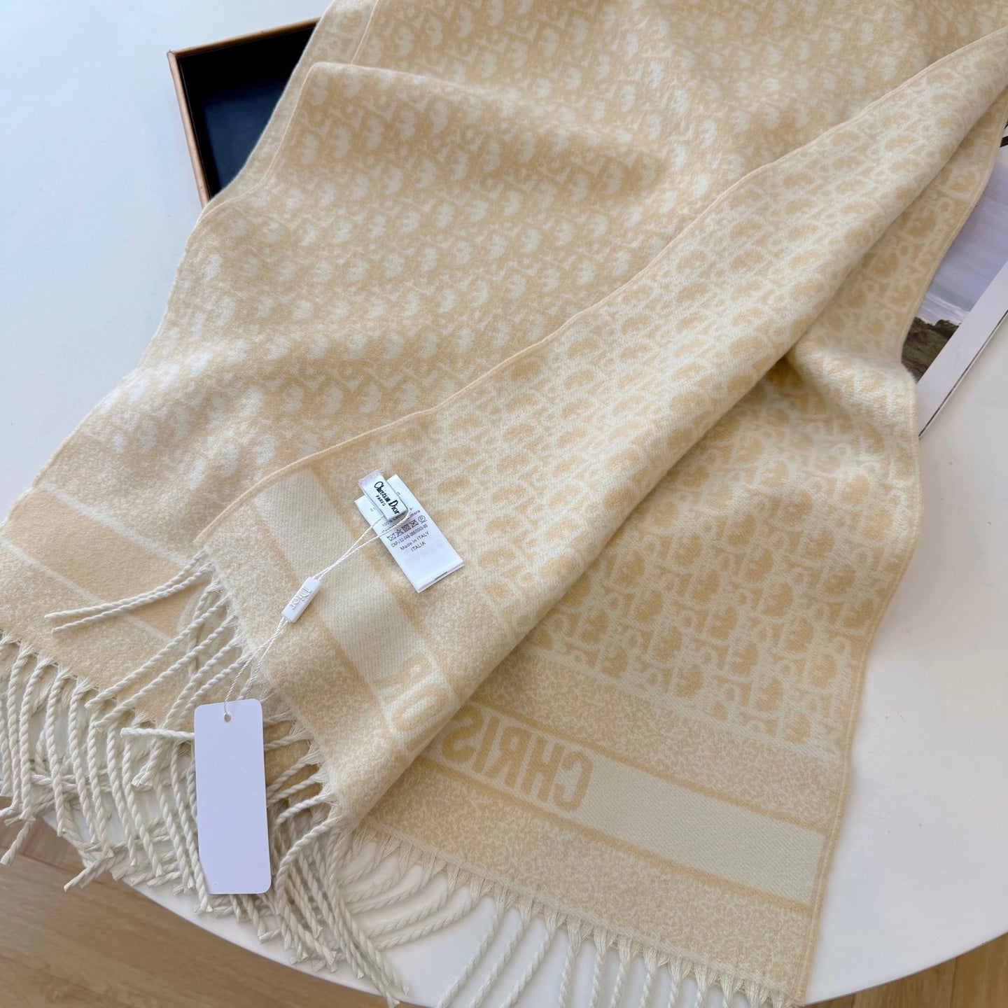 Floral Dove Long Cashmere Scarf