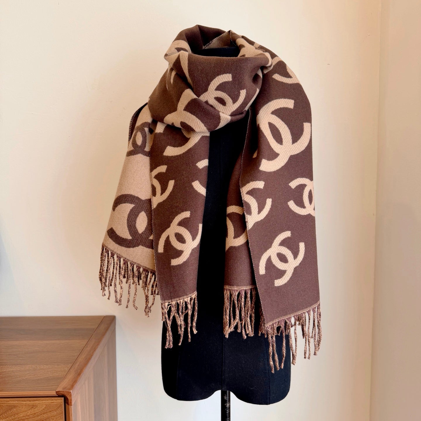 Floral Irregular CC Long Cashmere Scarf