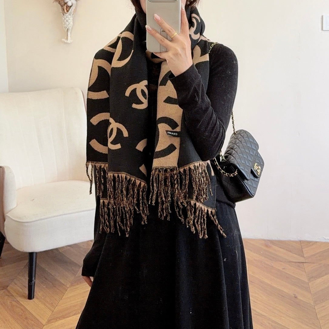 Floral Irregular CC Long Cashmere Scarf