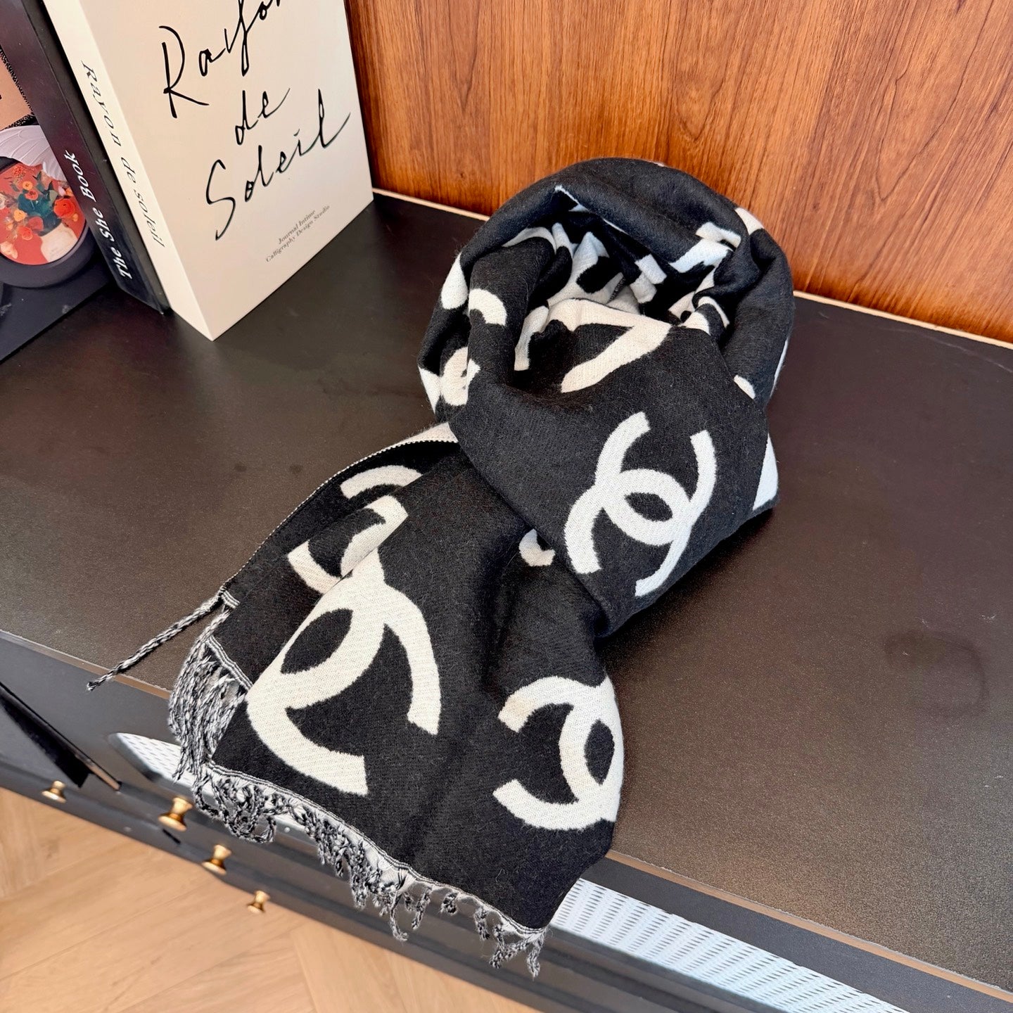 Floral Irregular CC Long Cashmere Scarf