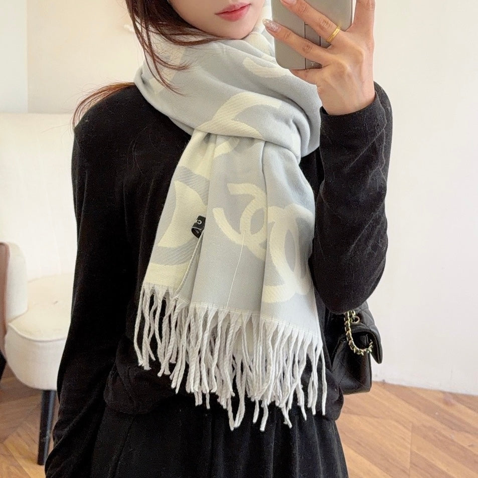 Floral Irregular CC Long Cashmere Scarf
