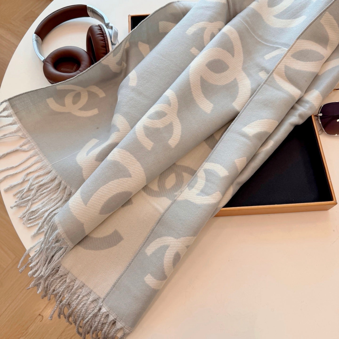Floral Irregular CC Long Cashmere Scarf