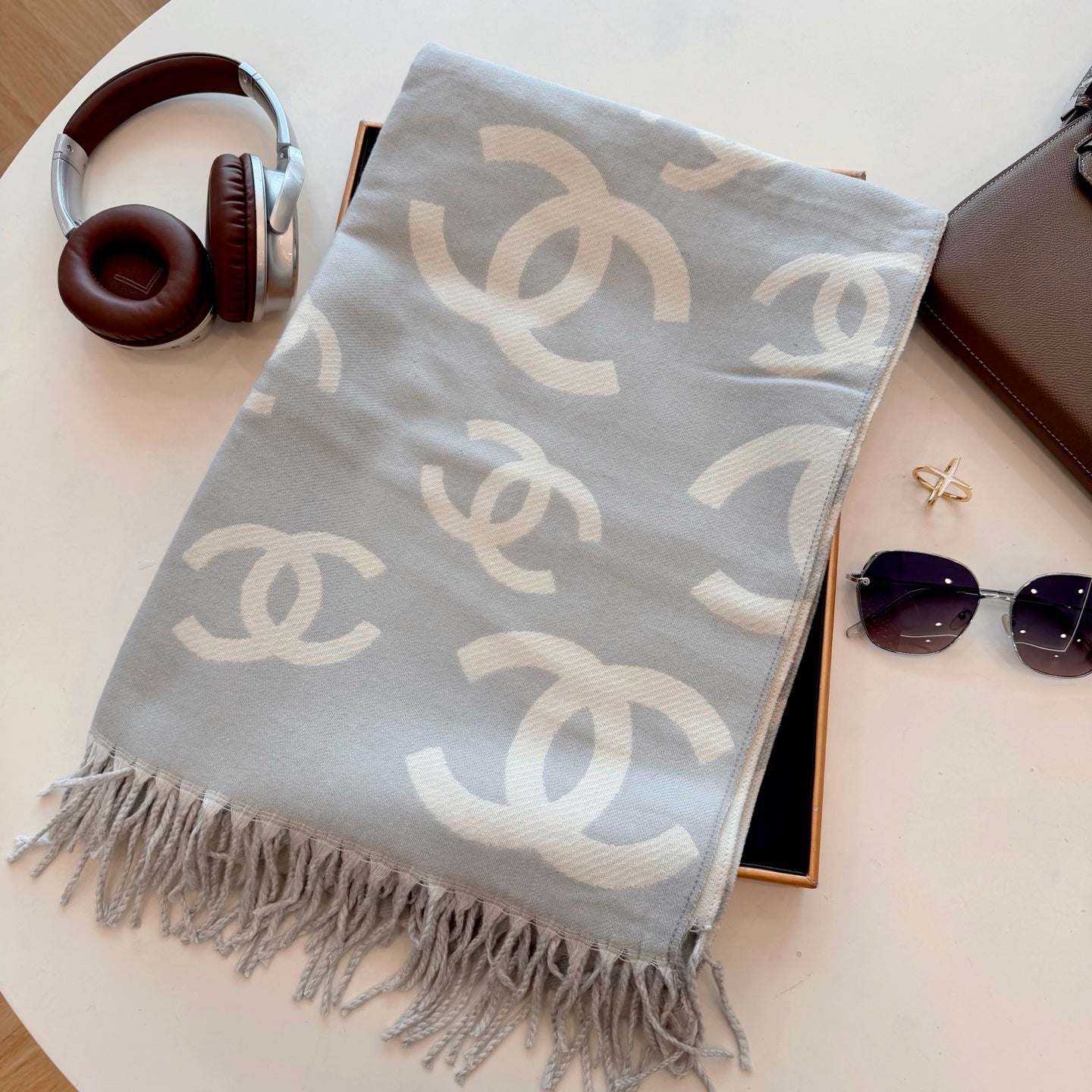 Floral Irregular CC Long Cashmere Scarf