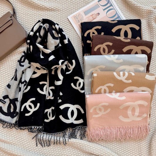 Floral Irregular CC Long Cashmere Scarf