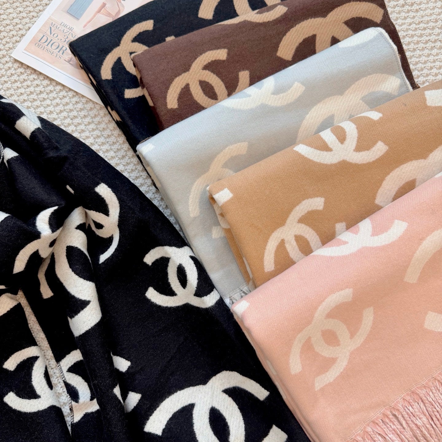 Floral Irregular CC Long Cashmere Scarf