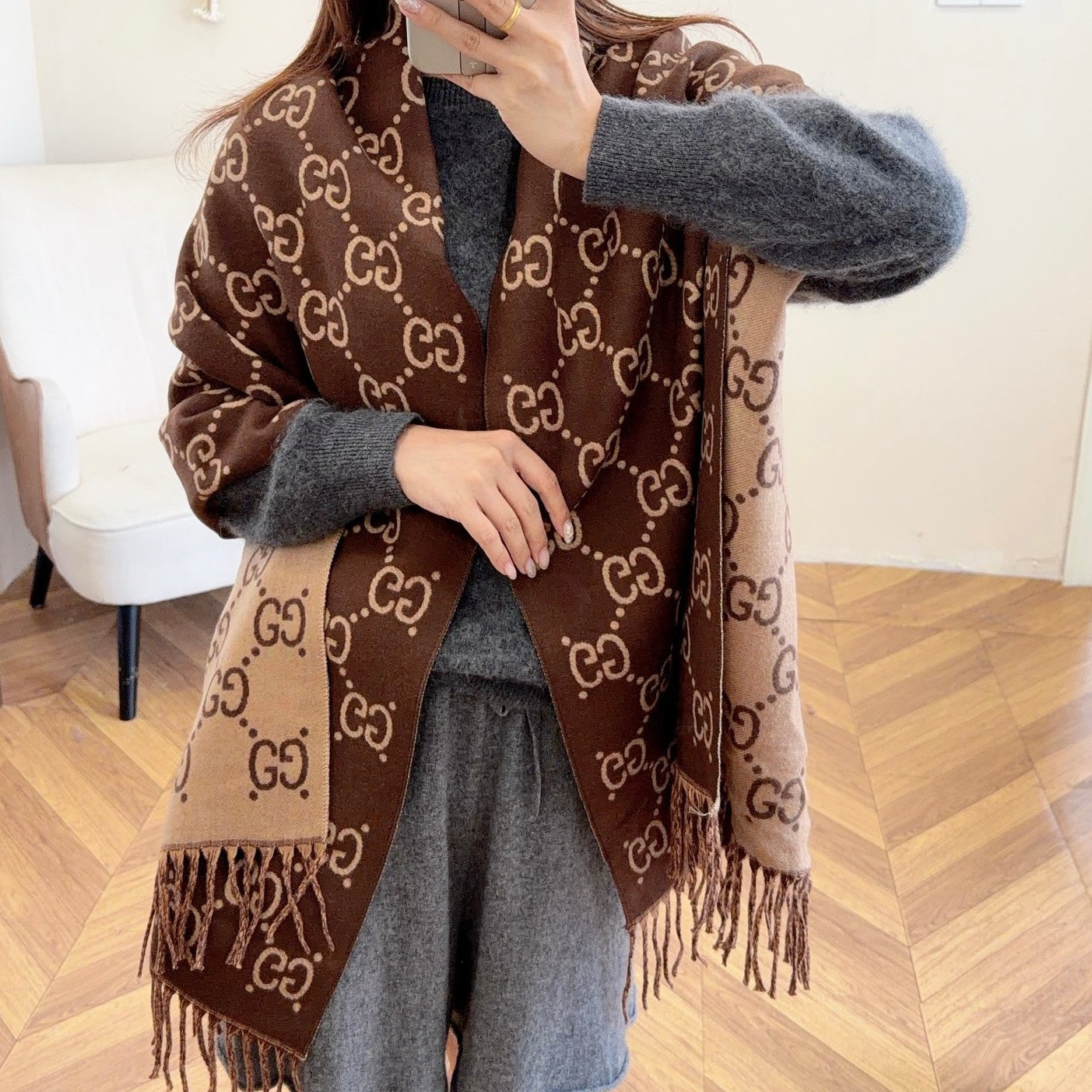 Floral Good Long Cashmere Scarf