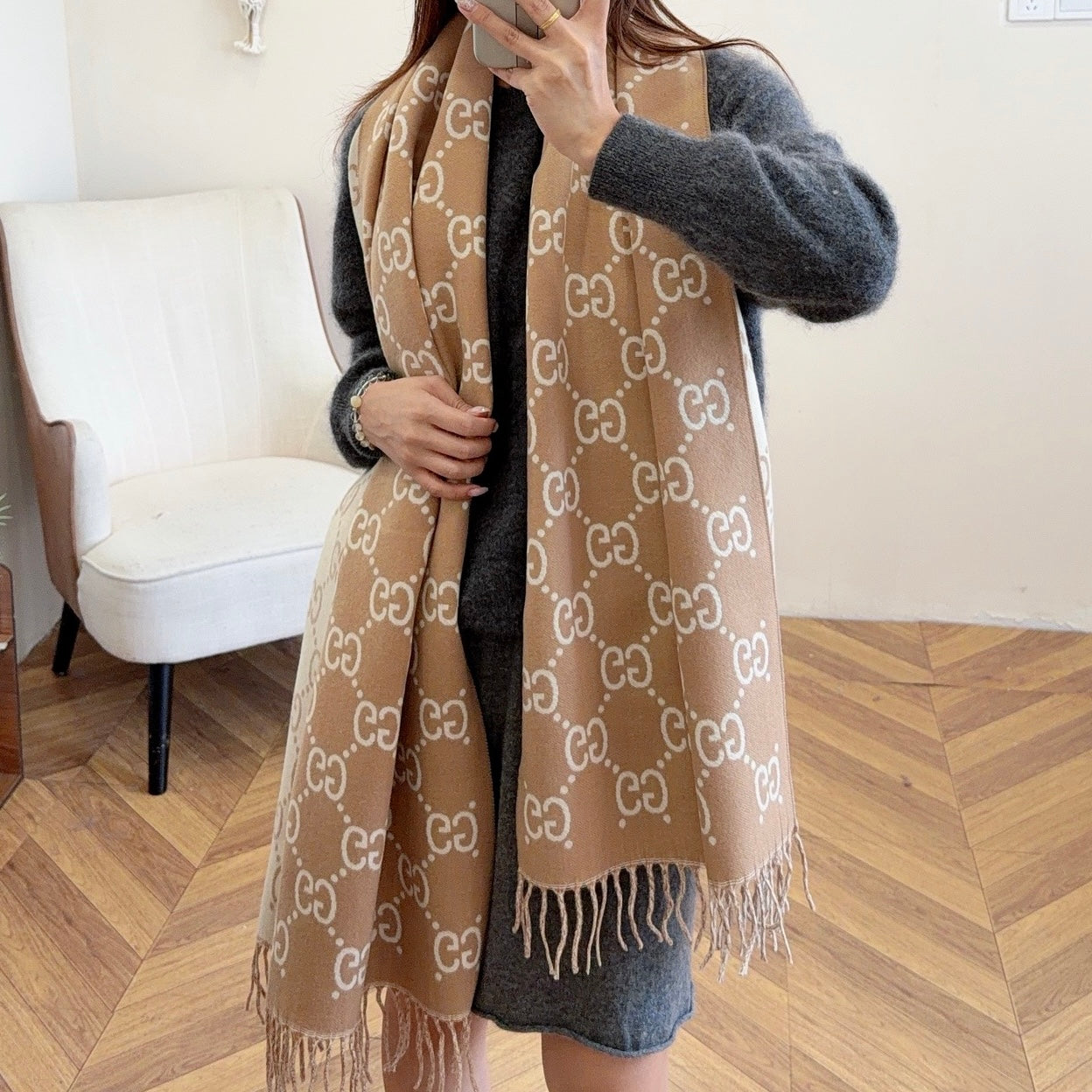 Floral Good Long Cashmere Scarf