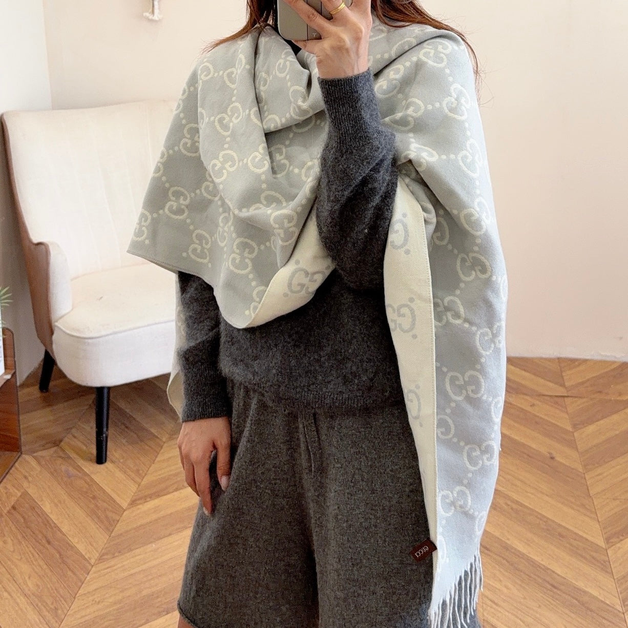 Floral Good Long Cashmere Scarf