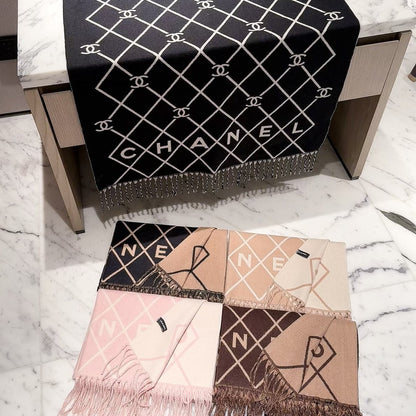 Latticed Design CC Long Cashmere Scarf