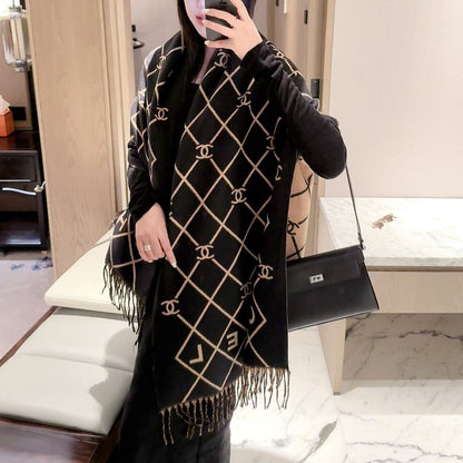 Latticed Design CC Long Cashmere Scarf
