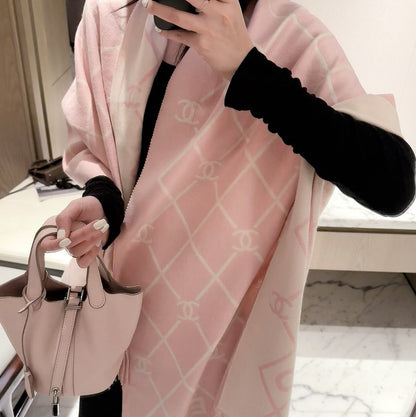 Latticed Design CC Long Cashmere Scarf