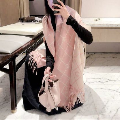 Latticed Design CC Long Cashmere Scarf