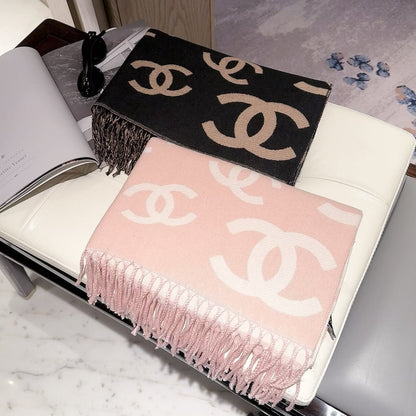 Floral CC Letter Long Cashmere Scarf