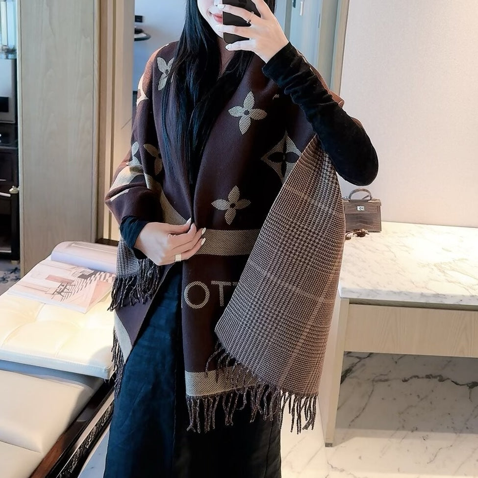 Latticed Floral Love Long Cashmere Scarf
