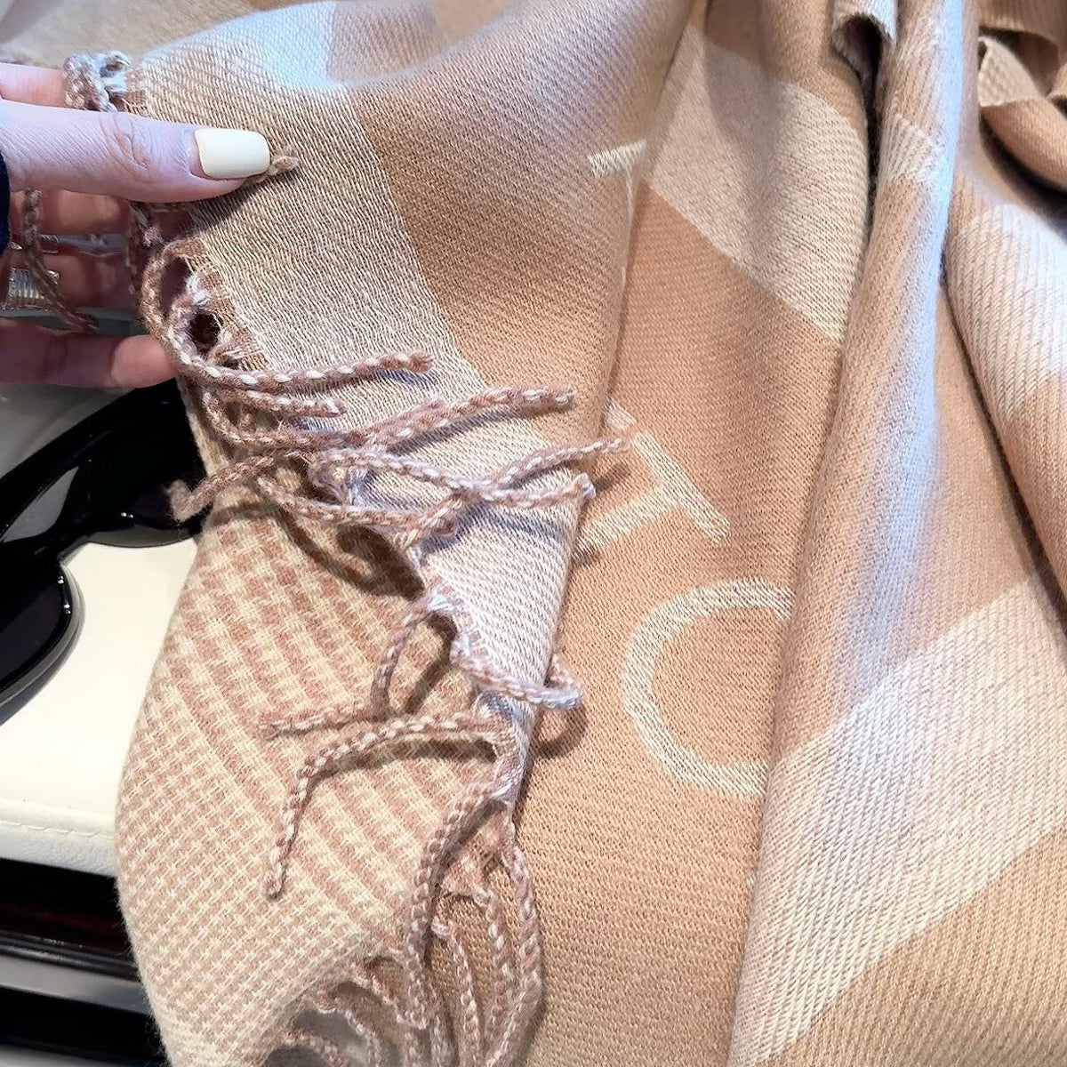 Latticed Floral Love Long Cashmere Scarf