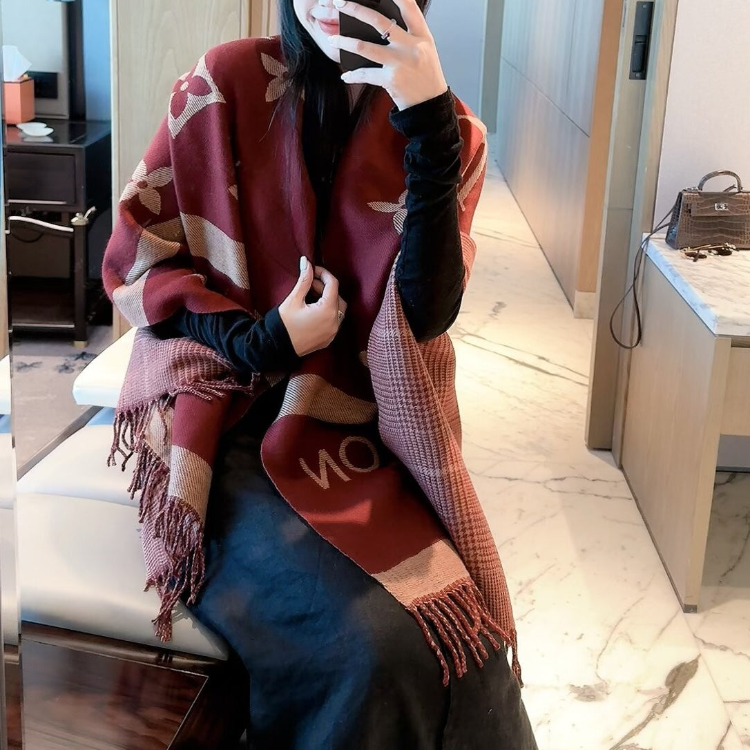 Latticed Floral Love Long Cashmere Scarf