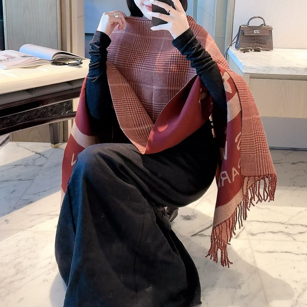 Latticed Floral Love Long Cashmere Scarf