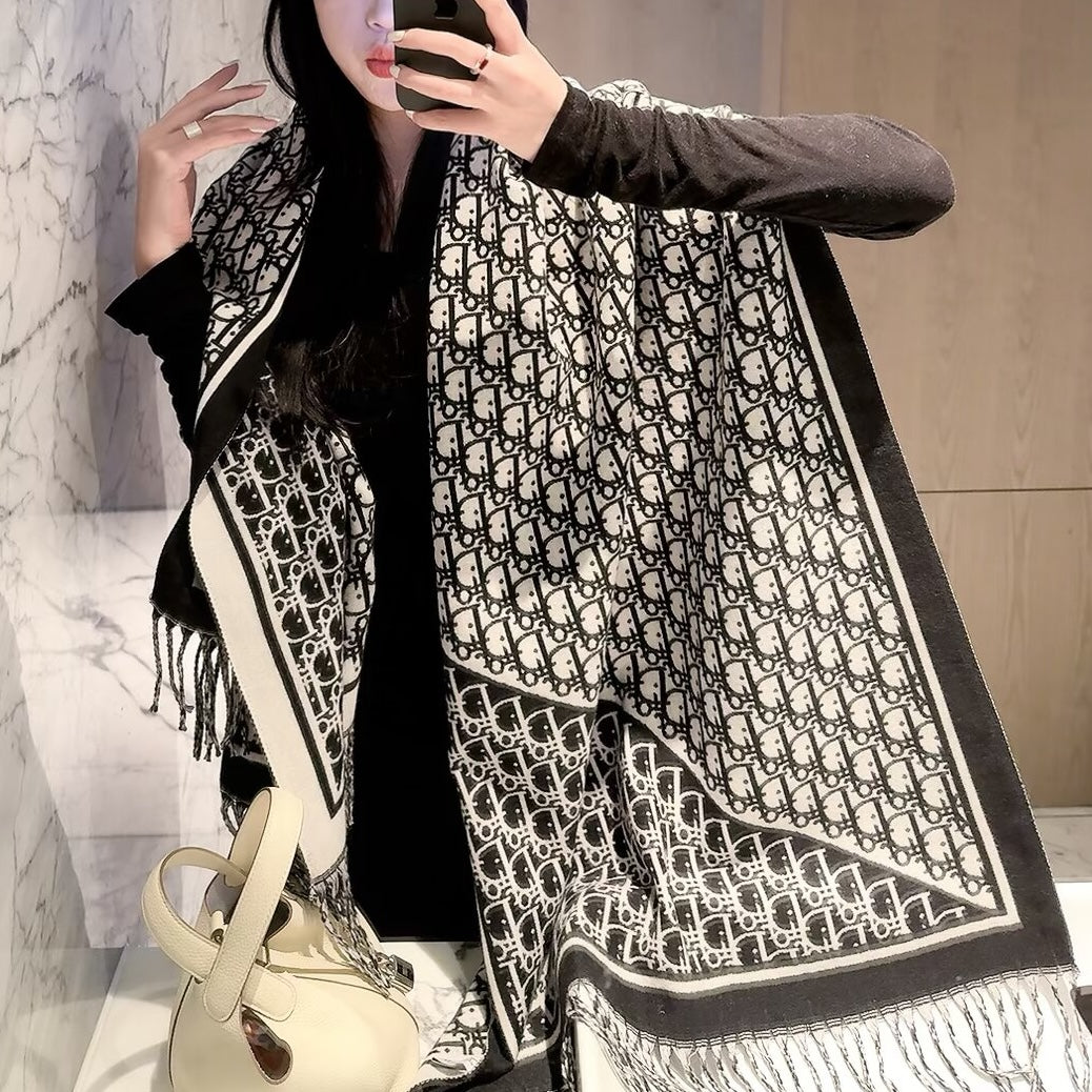 Colorful Floral Dove Long Cashmere Scarf