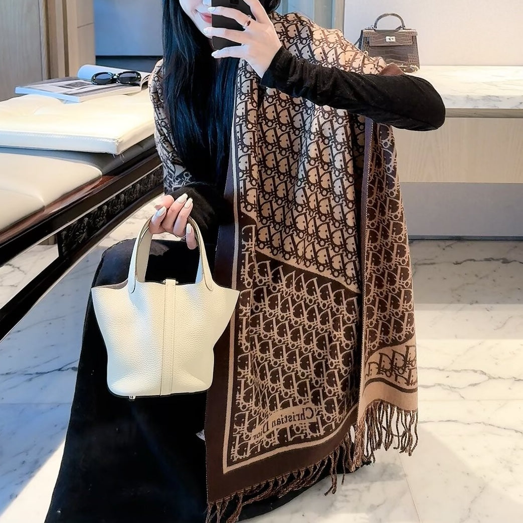 Colorful Floral Dove Long Cashmere Scarf