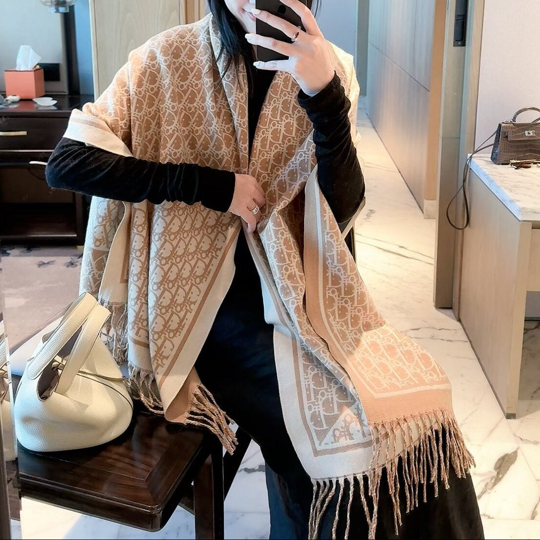 Colorful Floral Dove Long Cashmere Scarf
