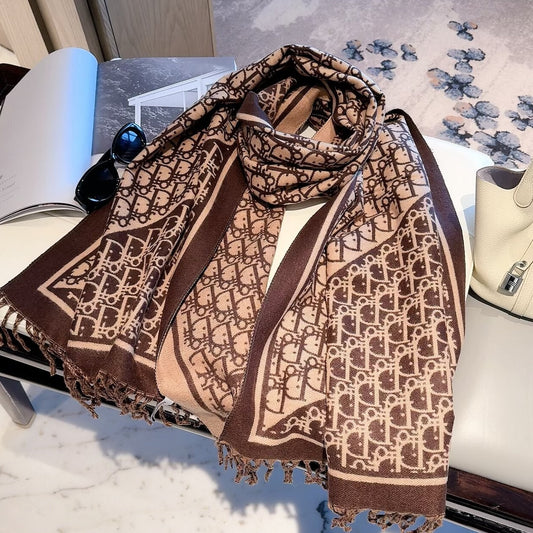 Colorful Floral Dove Long Cashmere Scarf