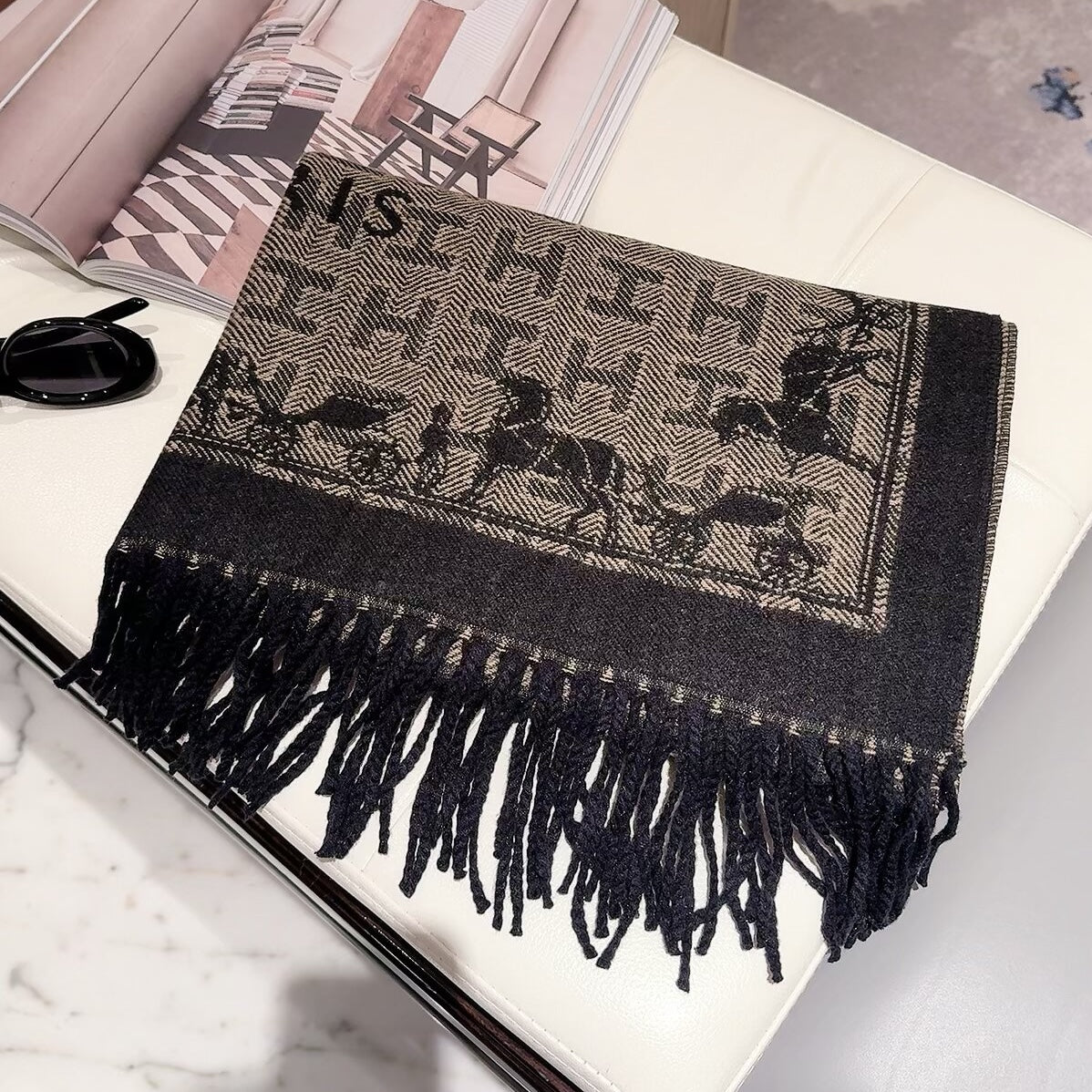 Fancy Horse Long Cashmere Scarf