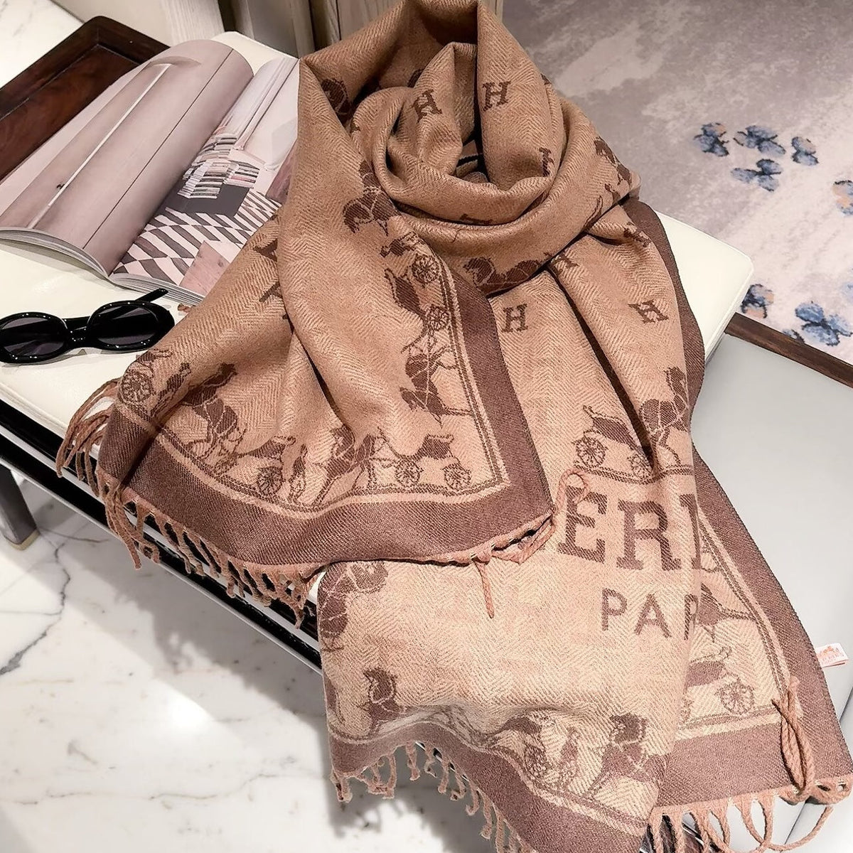Fancy Horse Long Cashmere Scarf