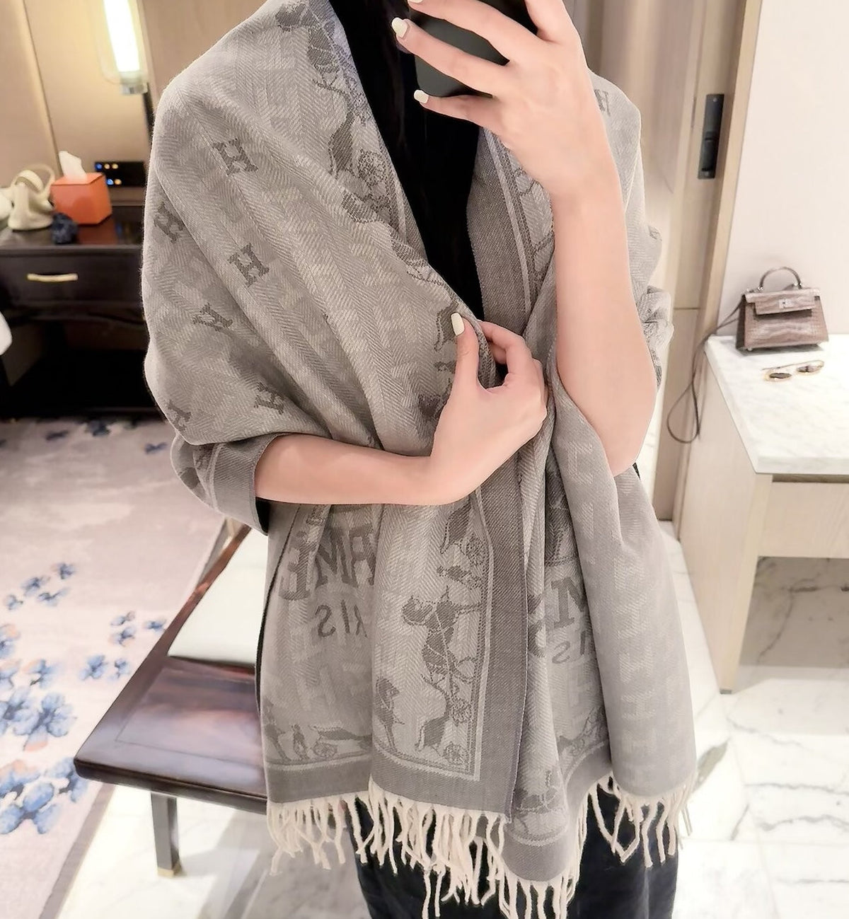 Fancy Horse Long Cashmere Scarf
